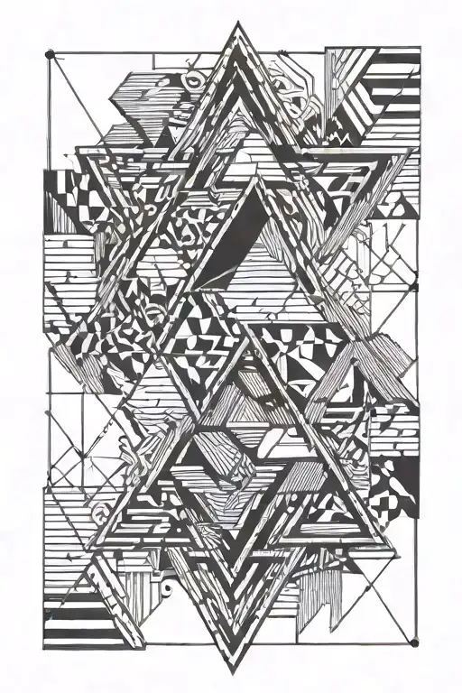 Straight Up And Down Line With Triangles And 4 Elements