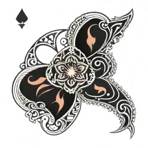 Ace Card Deck Surrounded By Polynesian