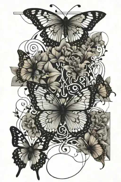 Flower Vine With Butterflies