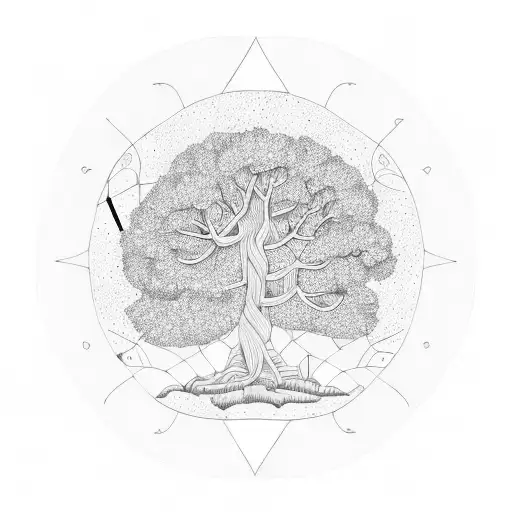 Fine Line Oak Tree With Gemini Constellation