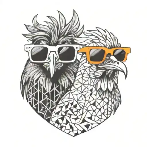 Two Chicken Wearing Sunglasses Crazy