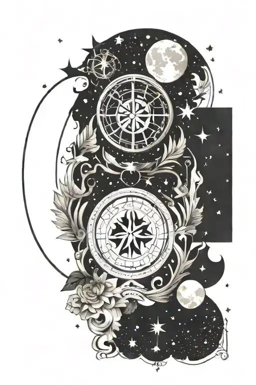 Family Coat Of Arms Phases Of The Moon And Starry Sky