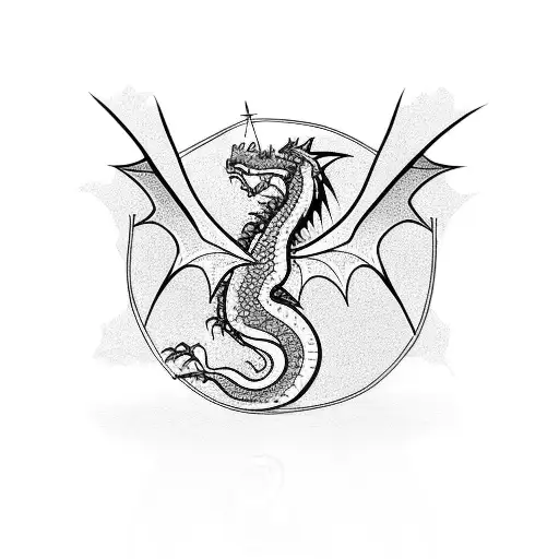 Small Dragon With Large Wings Flying Side View