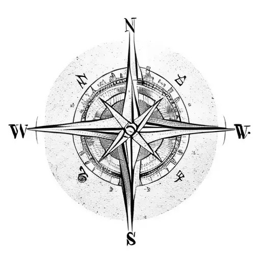 A Compass Guiding A Mountain Traveler Through Rough Seas