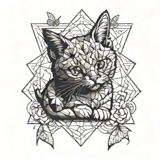 Cute Cat Playing With Butterfly