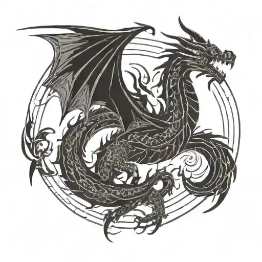 Flying Dragon Breathing Fire Coming