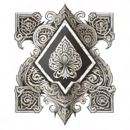 Ace Card Deck Surrounded By Polynesia Arm Shoulder