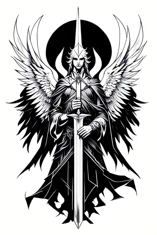 Diablo Angel Holding A Sword