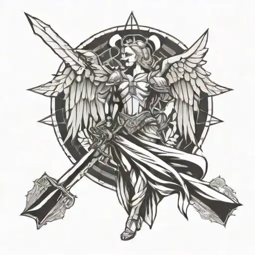 Angel With Wings Holding A Sword