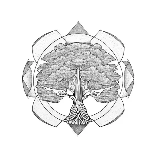 Tree Of Life Eco Brutalism Half Sleeve