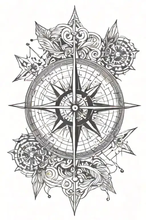 Compass Arrow Tattoo Design
