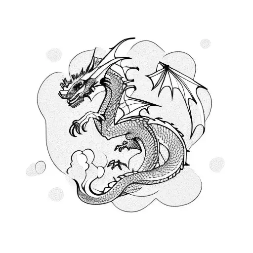 A Dragon Breathing Fire In The Shape Of The Year 2000