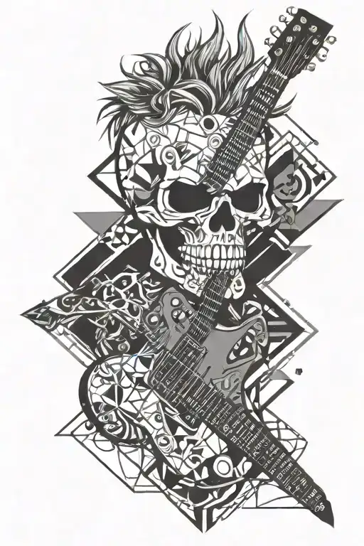 Punk Skull Play Electric Guitar
