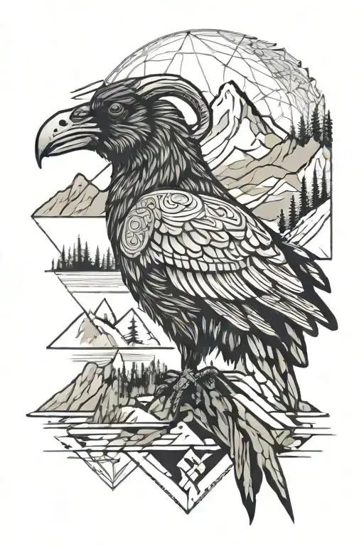 Mountain Goat Raven And Van Lake