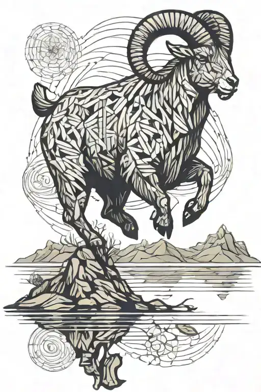 A Majestic Mountain Goat Gracefully Leaping Over The Tranquil Waters Of Lake Van