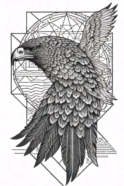 A Tattoo Combining Lake Van And Hawk Bird