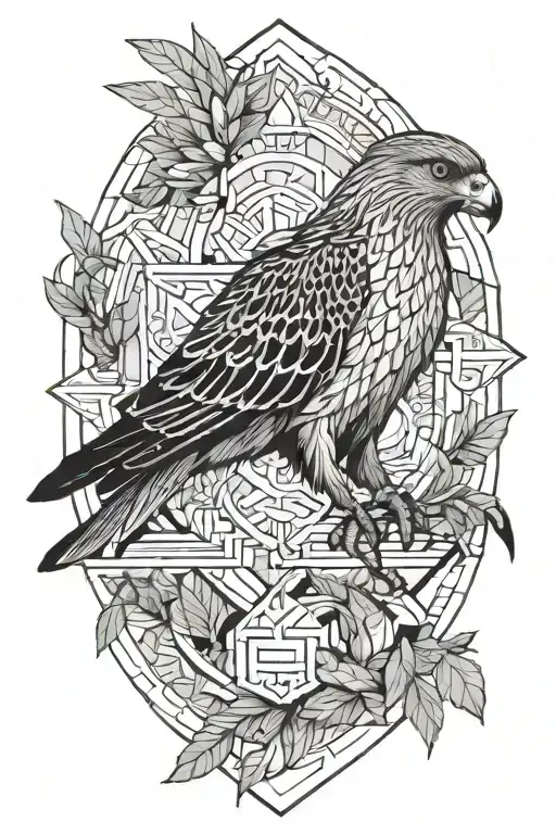 Van Lake And Hawk Bird Combination Can Be Shared With A Tattoo Artist