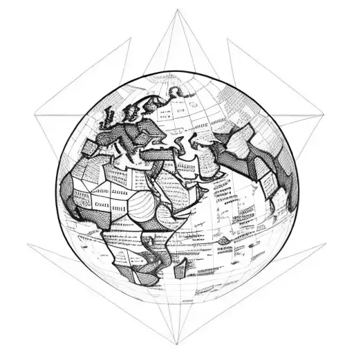 Map Of The Globe With Statue Of Liberty And National Art Theatre