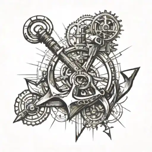 An Anchor Made Of Aged Metal With Steampunk Elements