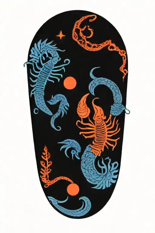 Scorpio And Pisces Zodiac Sign Tattoonwith Virgo And Cancer Protectors