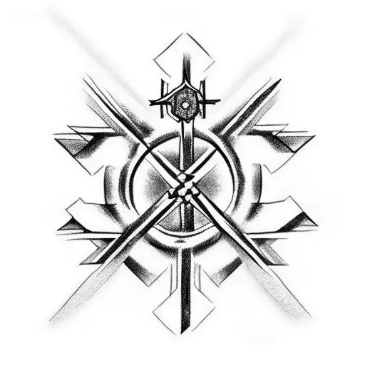 Cross With Fire Around It And Jesus's Crown Of Thorns At The Top Of The Cross