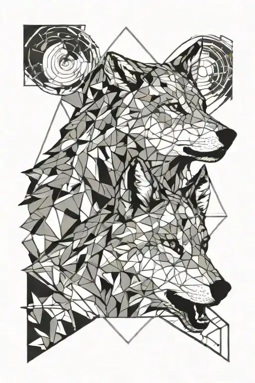 Mother Wolf And Daughter Wolf Howling At The Moon