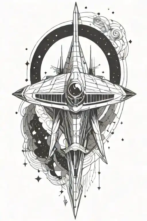 Spaceship Flying Through A Galaxy