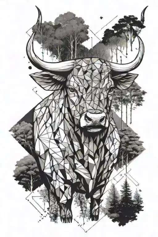 Forest Nature Sleeve Tattoo Bull