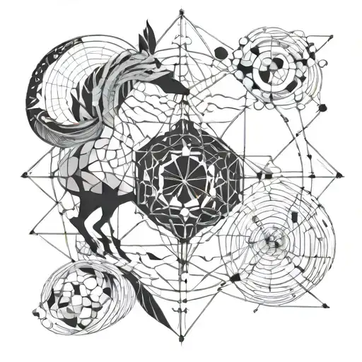 Abstract Geometric Design Kandynski Style Capricorn Star Map Elements Included