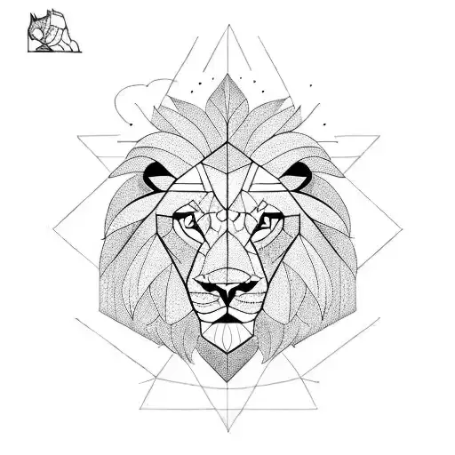 Geometric Line With Lion Head