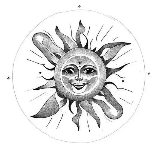 Sun With The Word Sun In Script