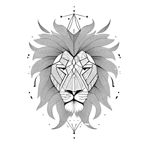 Long Geometric Line With Lion Head