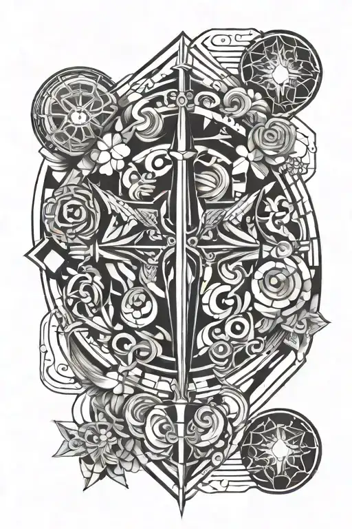 Half Sleeve Tattoo With Stoics Virtues Discipline Justice Wisdom Courage