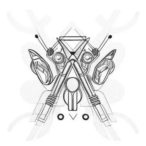 A Geometric Motorcycle Design Incorporating Elements Of Coffee Beans And Tattoo Needles