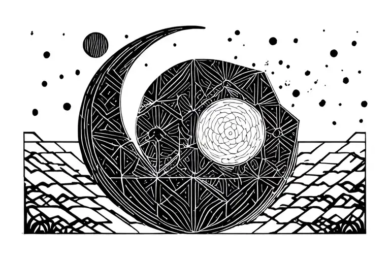 Japanese Hexagon Pattern With The Back Ground Of A Crescent Moon