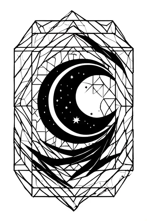 Japanese Hexagon Pattern With A Crescent Moon Inside