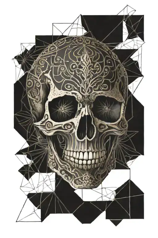 Skull Soft Shading With Intricate Patterns