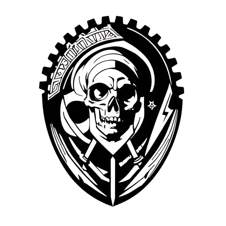 Circus In The Gear With A Quality Mark And Swords