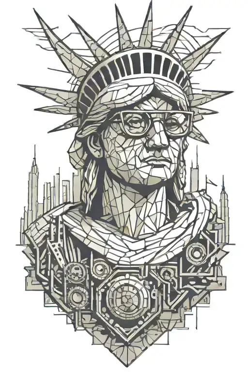 Statue Of Liberty In Glasses With A Machine Gun