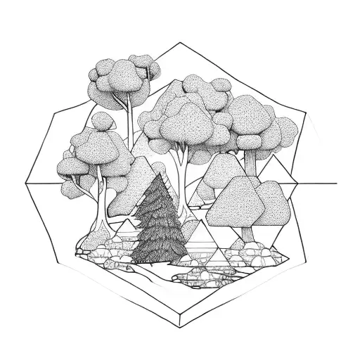 Nature Scene In Hexagon