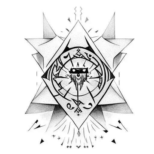 A Hooded Figure With Runes On Its Cloak Long Ragged Nails In Front Of A Black Sun