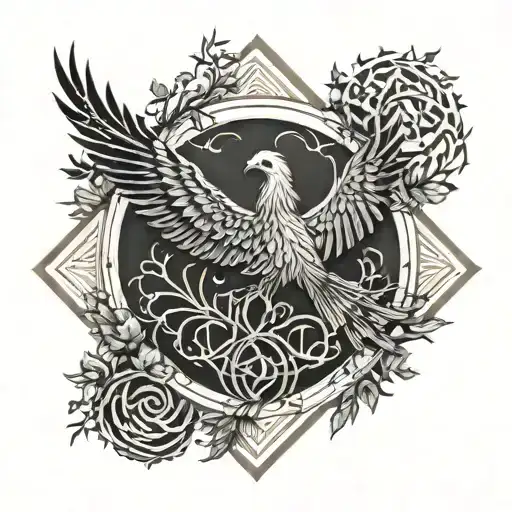 Phoenix Bird Inside A Tree Of Life