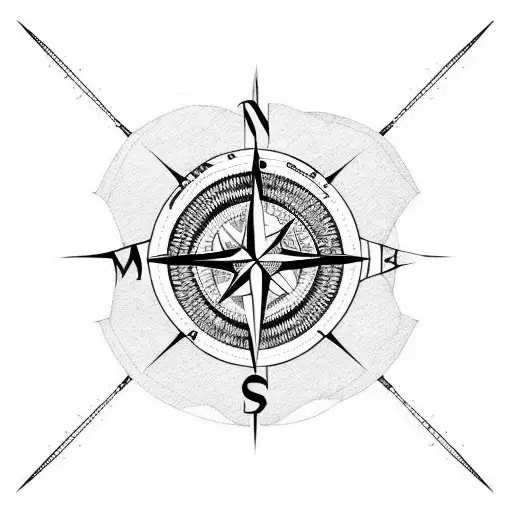 Compass And Mountain And Trees