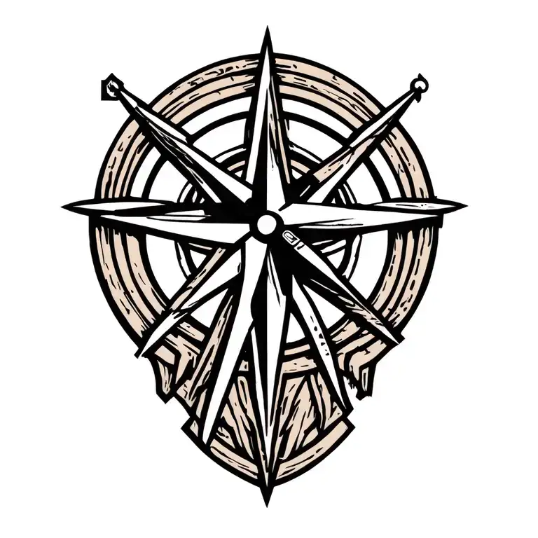 Cross With Compass In The Center Of It In Made With Wood