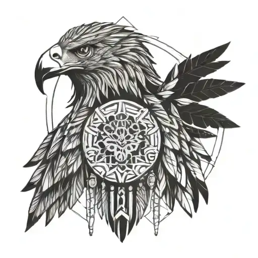 Eagle And Indian Woman