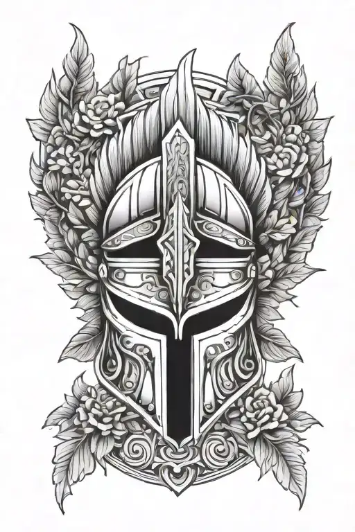 Spartan Helmet Surrounded By Victorirous Wreath Near Poseidon