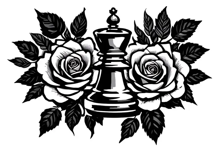 Chess Queen With Roses