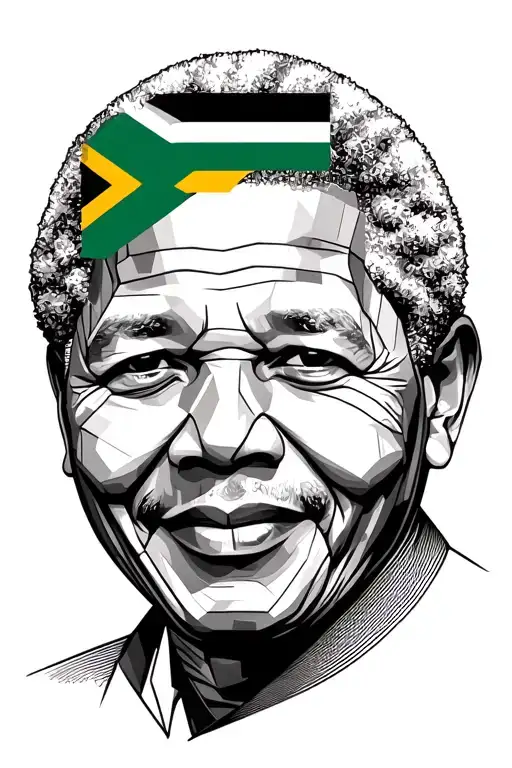 Bust Mandela On South Africa Flag