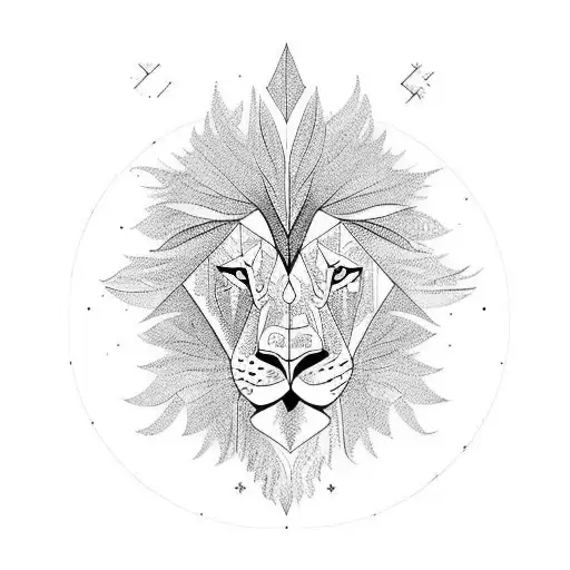 Lion With An Hourglass With A Background In The Trees