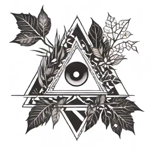 Triangle With Negative Space Eye Surrounded By Trees And Leaves
